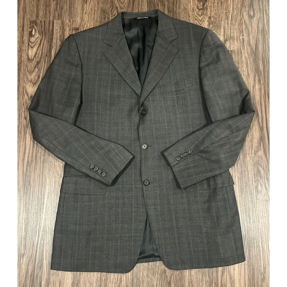 CANALI Fodera Gray Plaid Check Wool Blazer Sport Coat Jacket - EU 52 / US 42 L